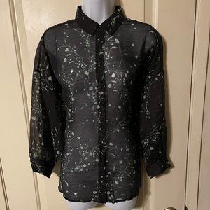 Stockholm Atilier & Other Stories Sheer Black Floral Blouse Size 4 - EUC